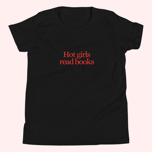 Hot Girls Read Books Baby Tee (Red Text)